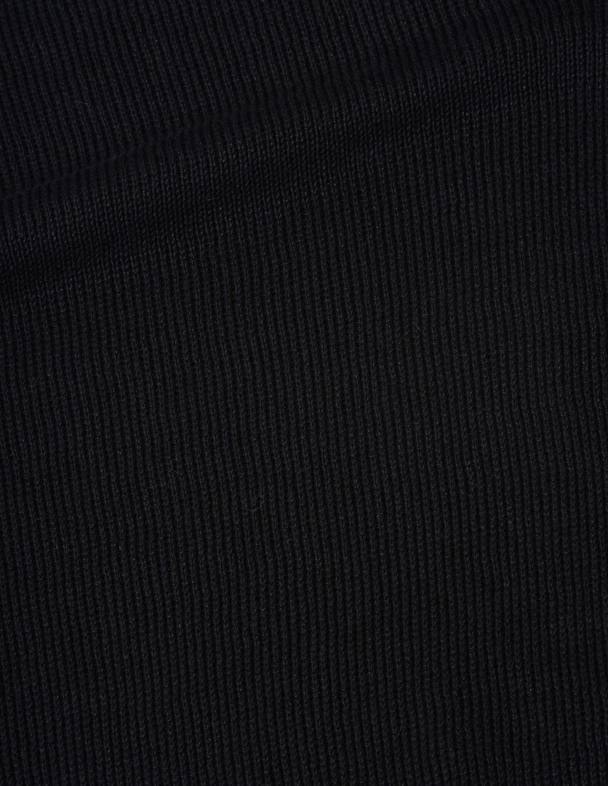 Black linen cotton roll neck jumper, fabric swatch.