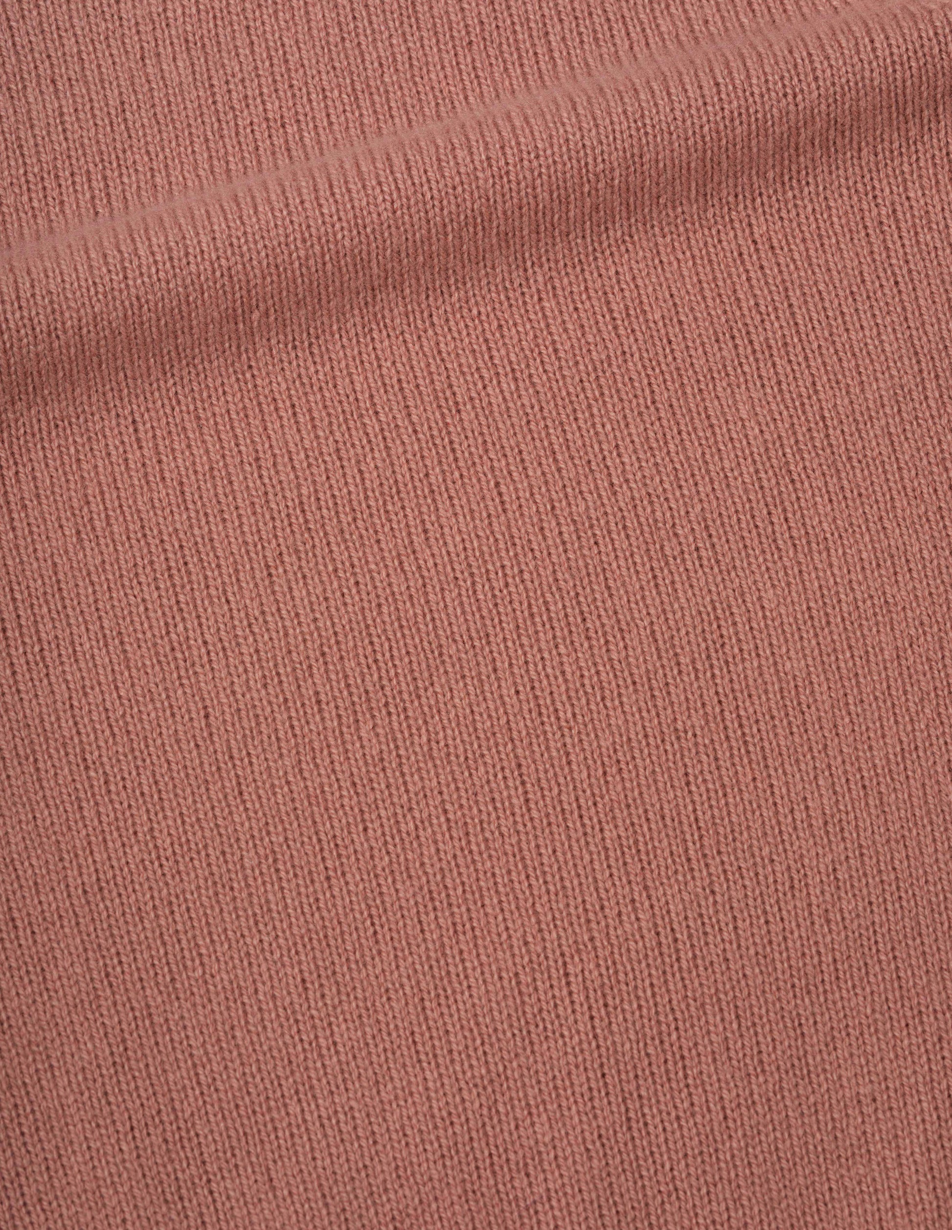 Pink long sleeve merino cashmere jumper, fabric swatch.