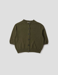 SHORT SLEEVE CARDIGAN | CASHMERE COTTON | DARK OLIVE