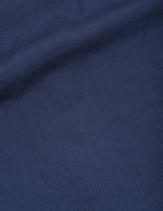 Blue shirting linen shirt dress, fabric swatch.