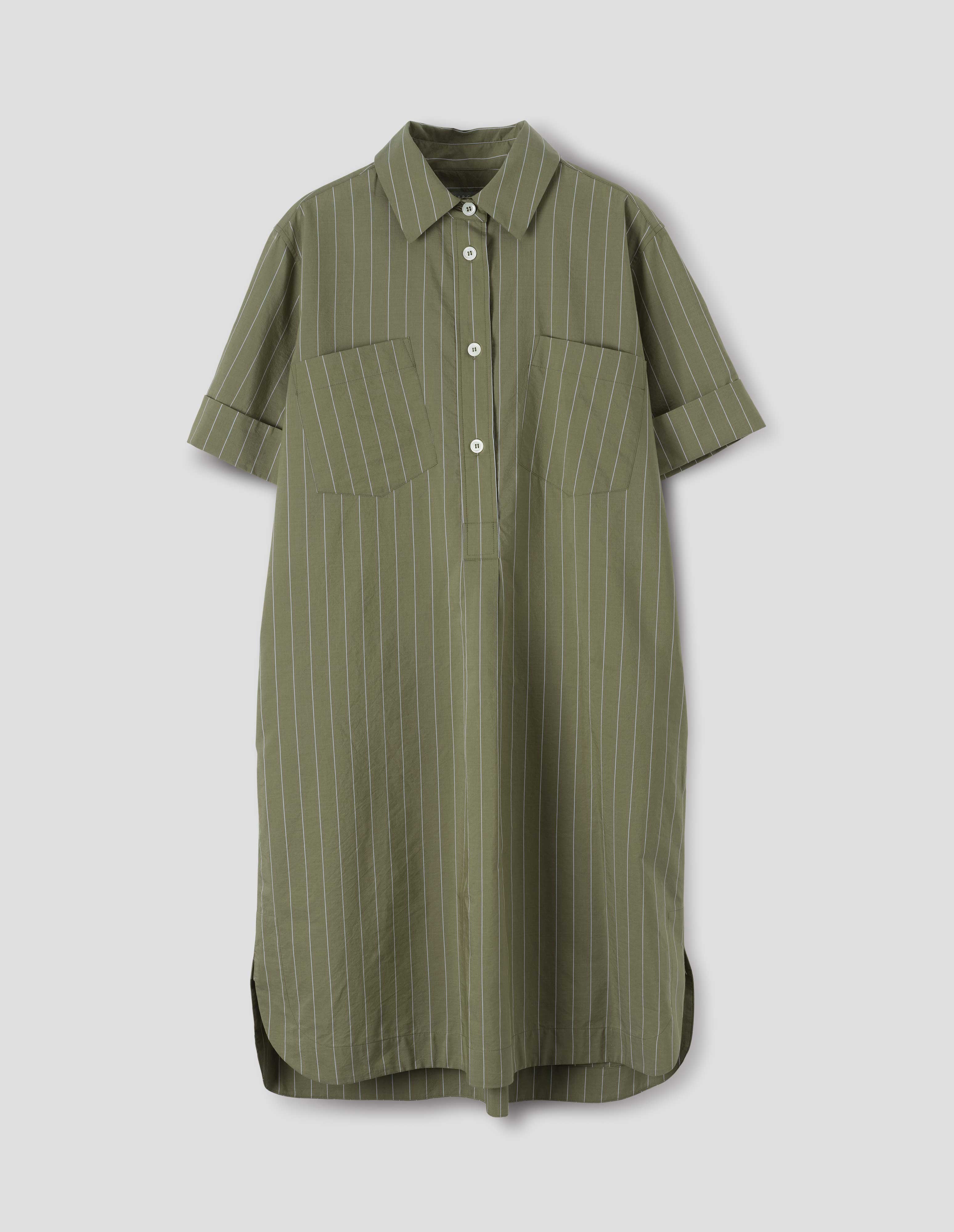 Green and blue cotton silk Short Sleeve Shirt Dress | Margaret Howell