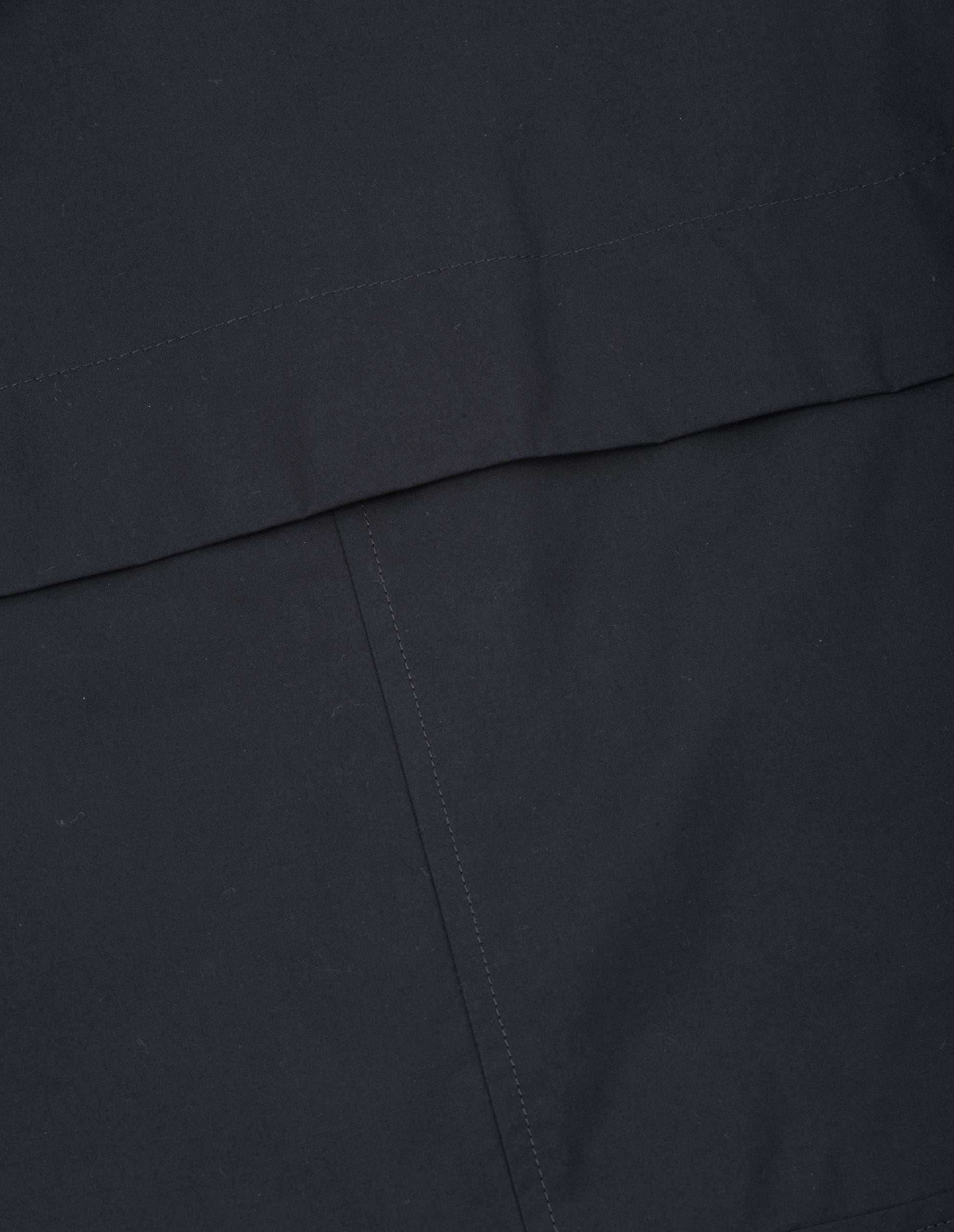 Black ventile dry cotton poplin short trench, fabric swatch.