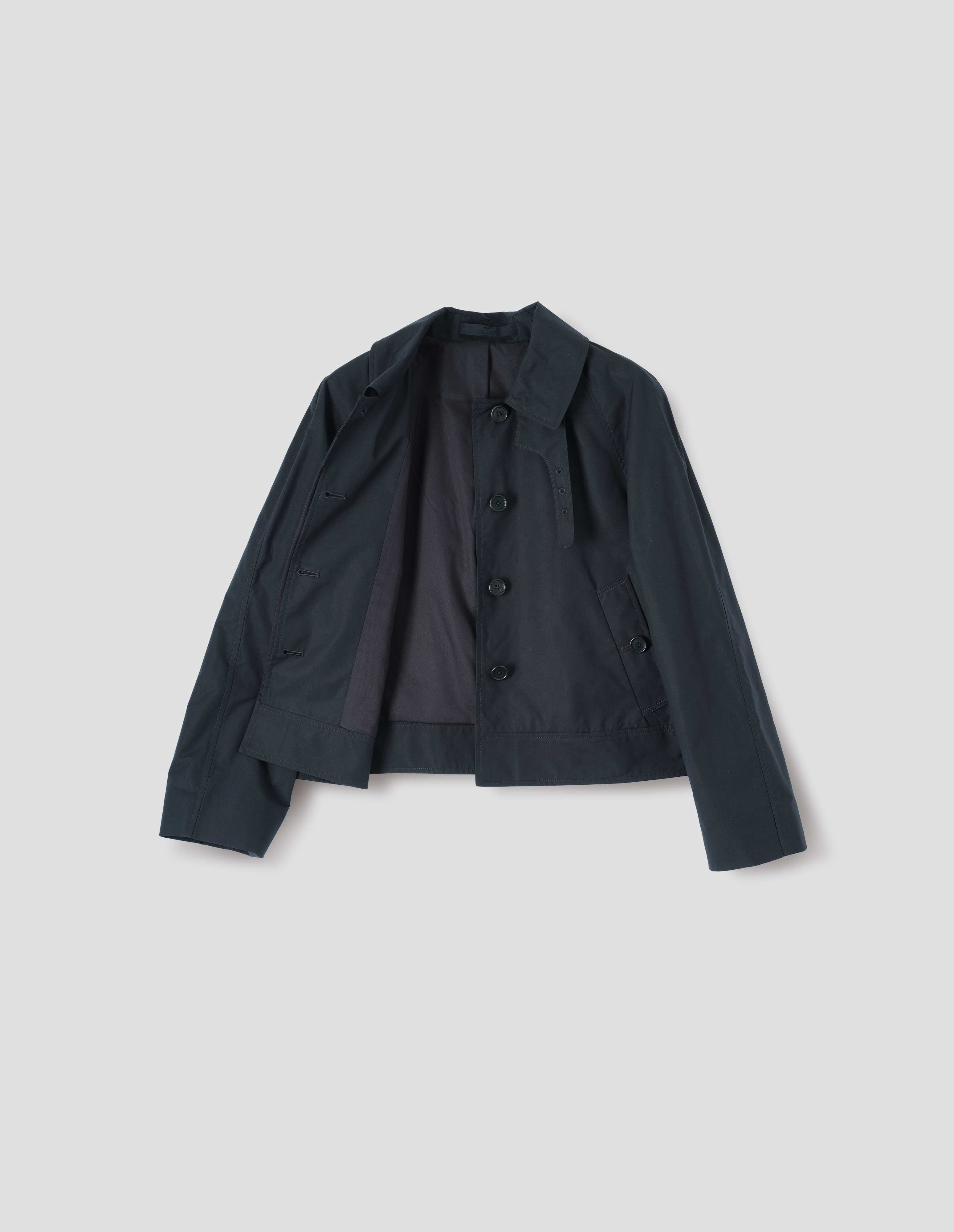Black ventile dry cotton poplin Short Trench | Margaret Howell