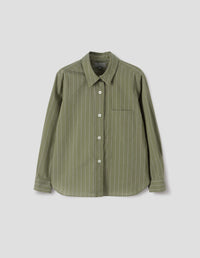 SIMPLE SHIRT | STRIPED COTTON SILK | GREEN / BLUE