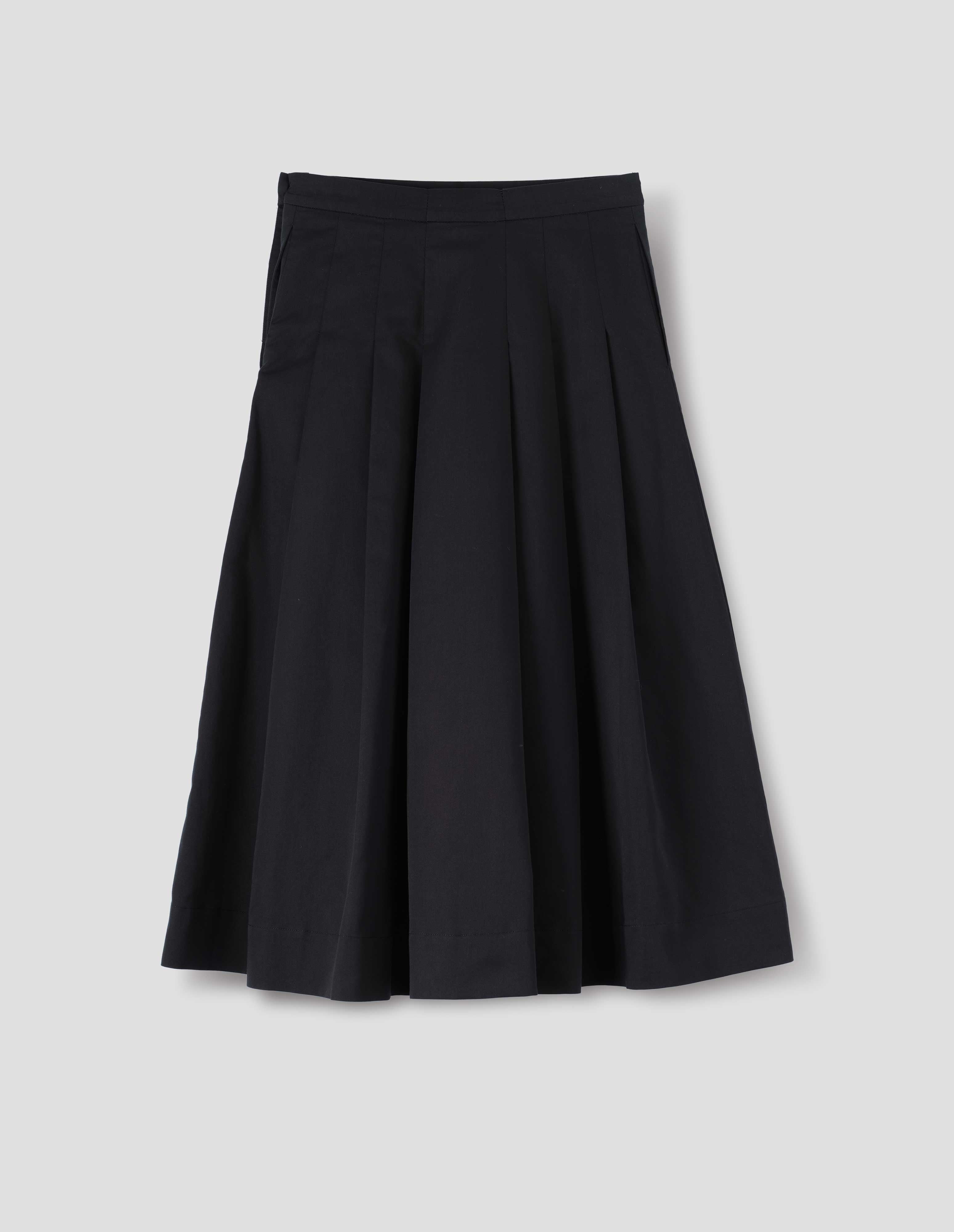 Black cotton silk satin Three Button Skirt | Margaret Howell