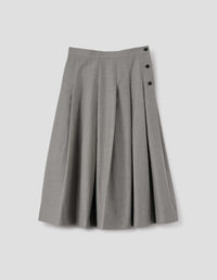 THREE BUTTON SKIRT | FINE STRIPE COTTON SILK | BLACK / ECRU