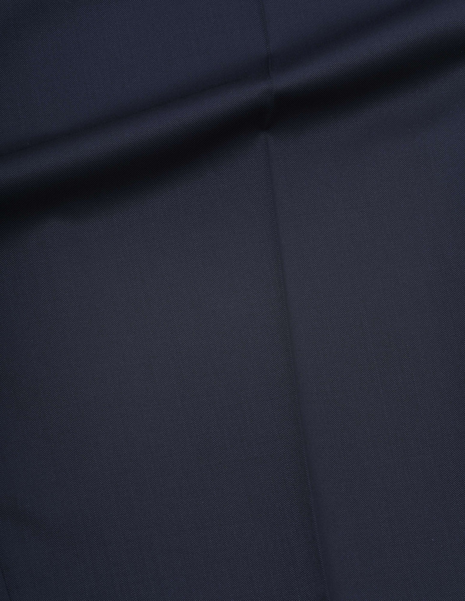 Dark navy wool trousers fabric swatch.