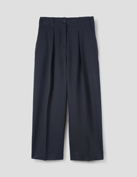 WIDE BELT LOOP TROUSERS | PLAINWEAVE WOOL | DARK NAVY