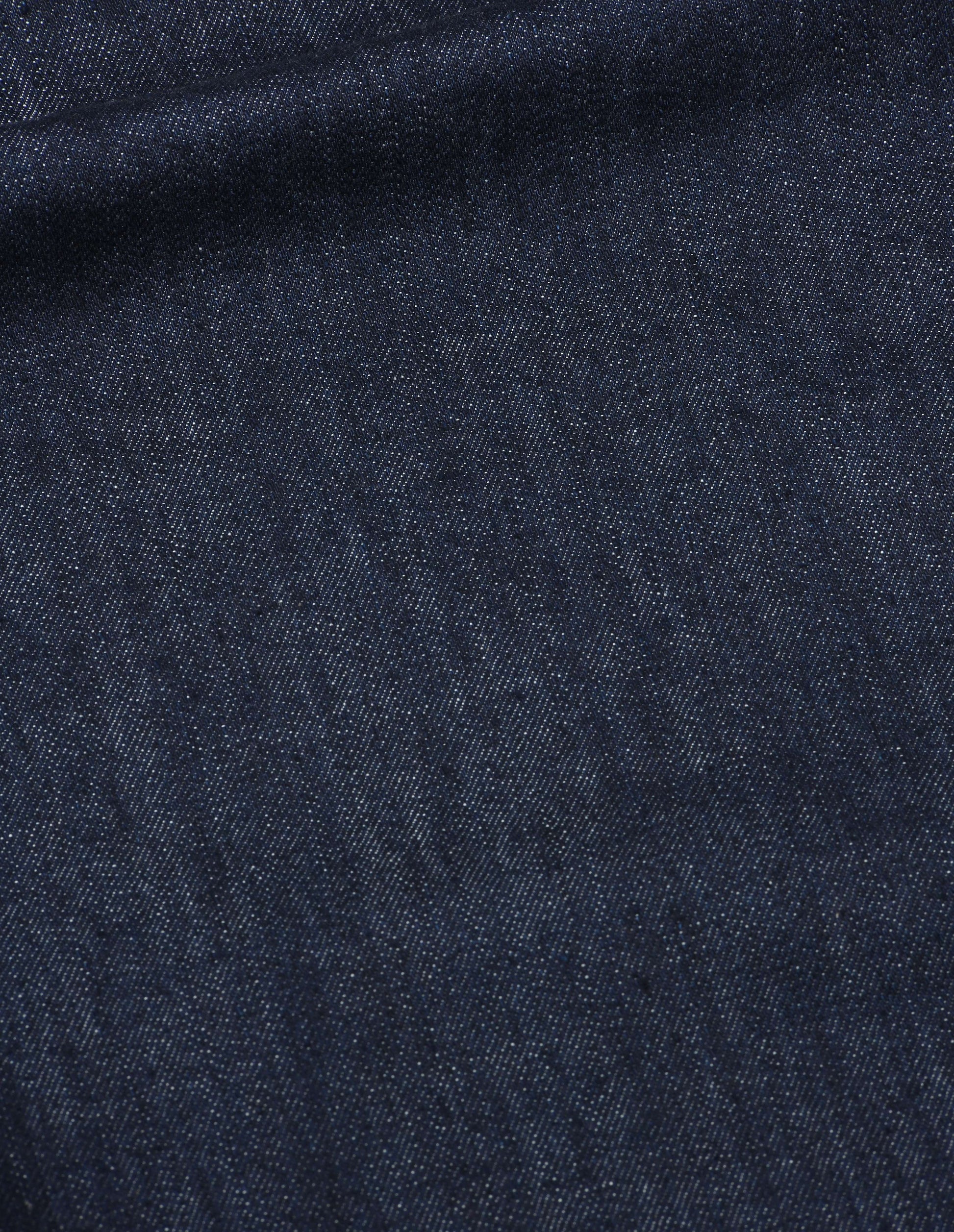 Dark blue light denim twill shorts, fabric swatch.