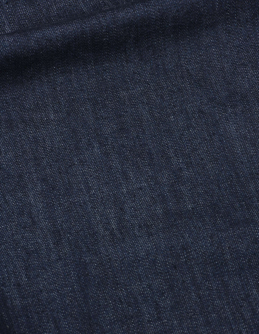 Dark blue light denim twill shorts, fabric swatch.