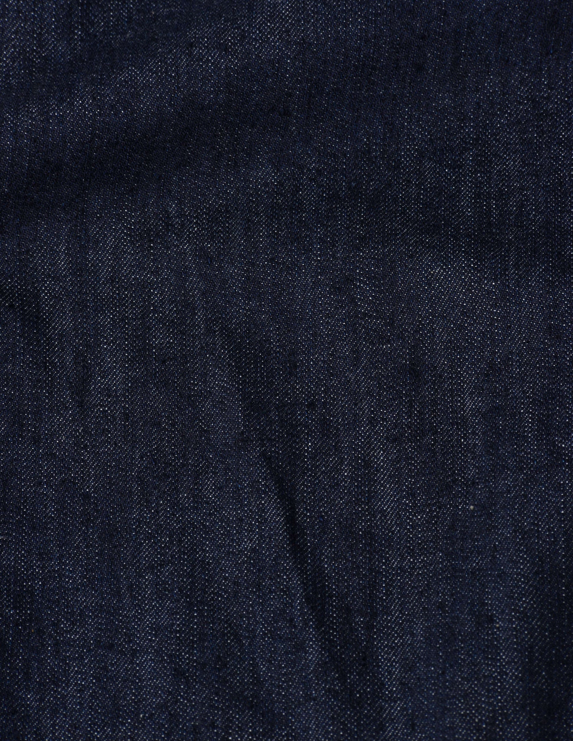 Bark blue light denim twill trousers fabric swatch.