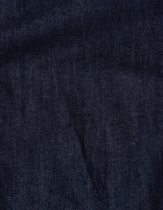 Bark blue light denim twill trousers fabric swatch.