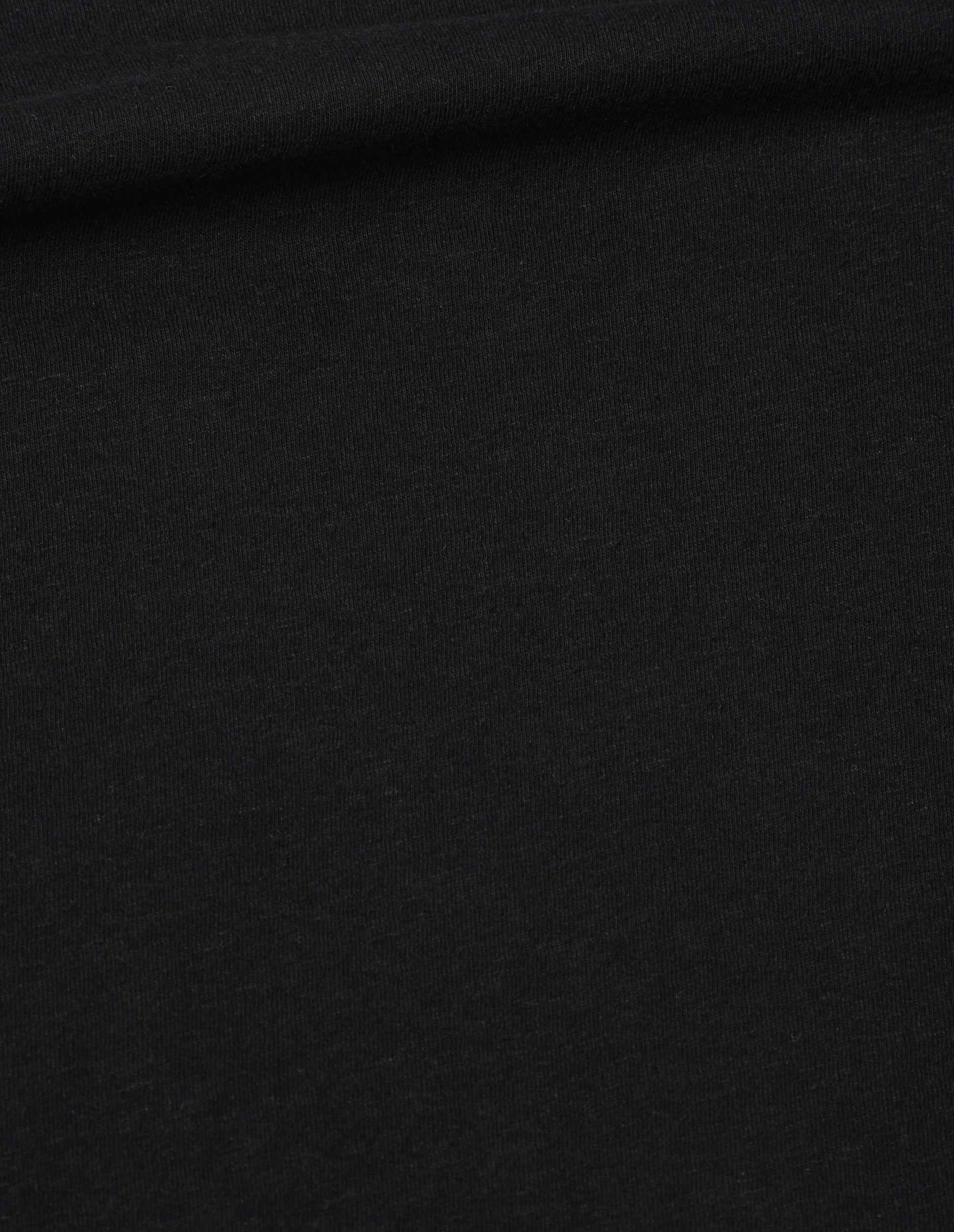 Black cotton linen short sleeve t-shirt, fabric swatch.