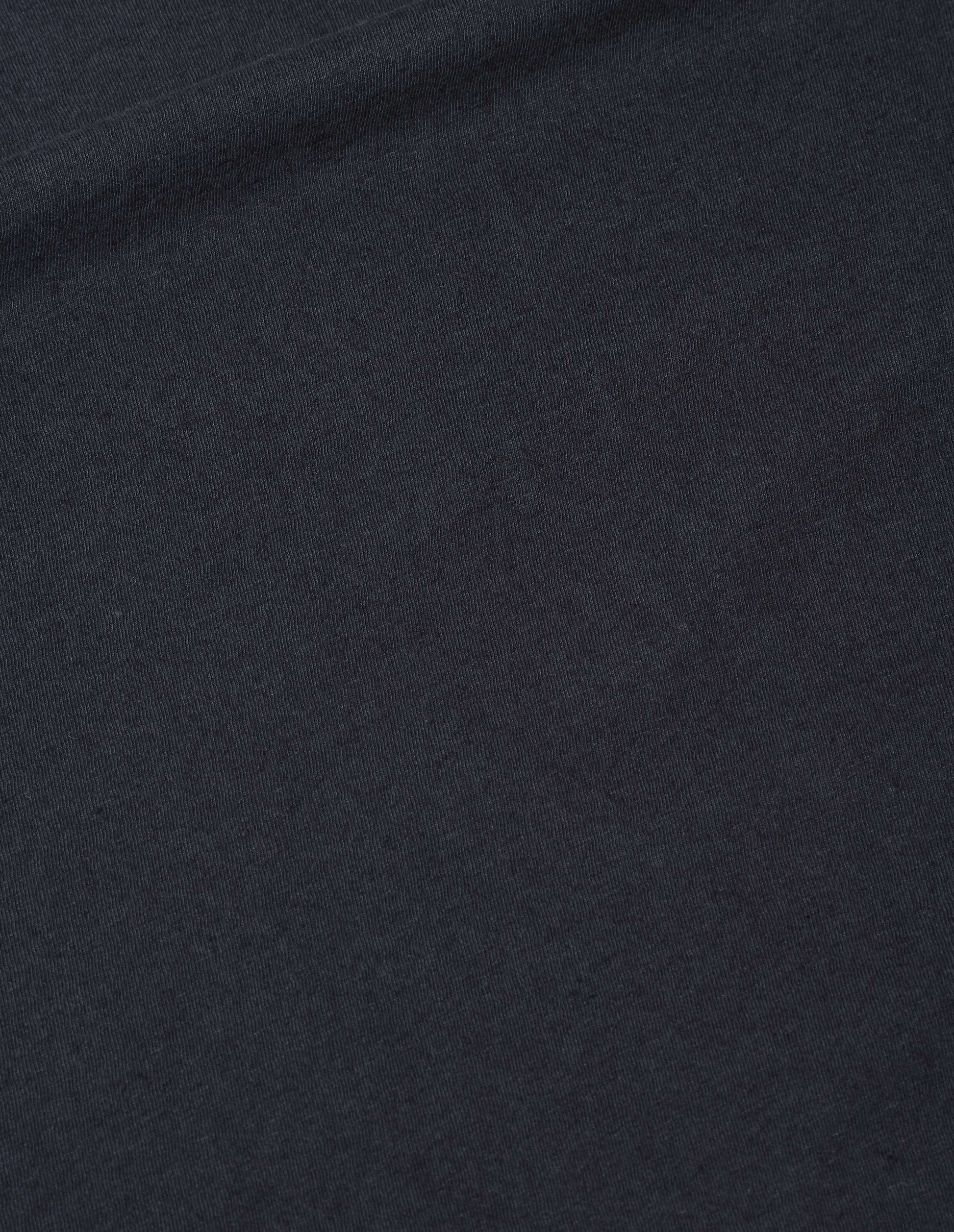 Navy blue cotton linen short sleeve t-shirt, fabric swatch.