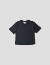 MHL. SIMPLE T SHIRT | COTTON LINEN JERSEY | NAVY