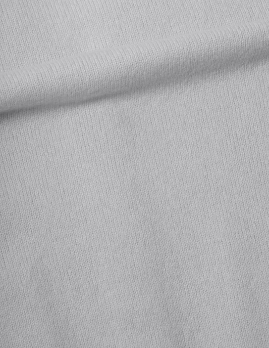 Light grey merino and cashmere bed cardigan, fabric swatch.