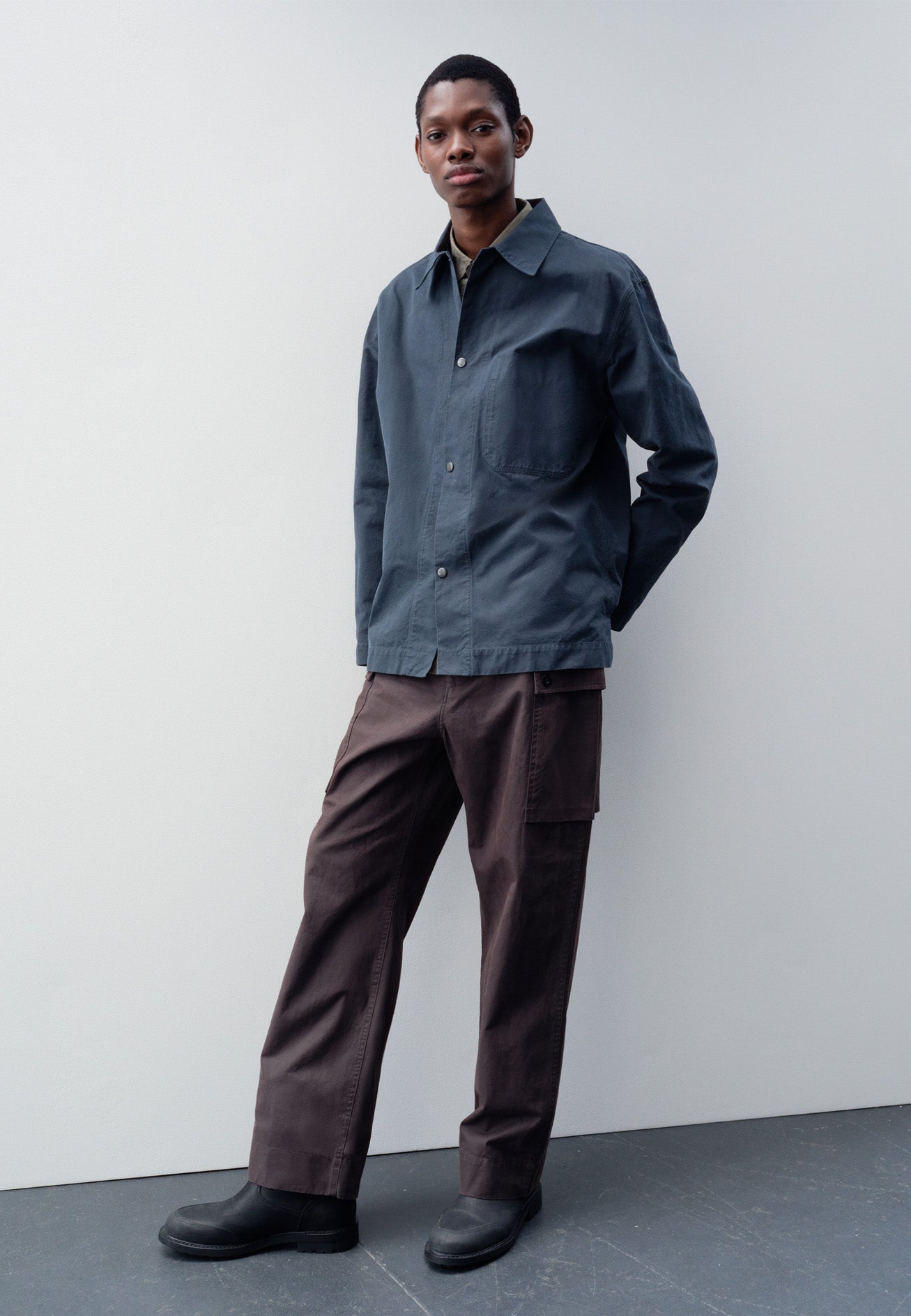 Petrol cotton canvas Chore Shirt | MHL. by Margaret Howell