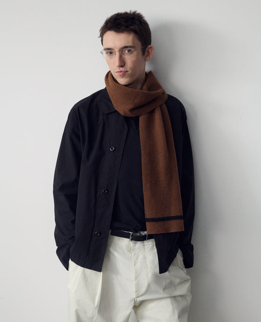 MHL. TIPPED FELTED SCARF | LAMBSWOOL | CONKER / BLACK