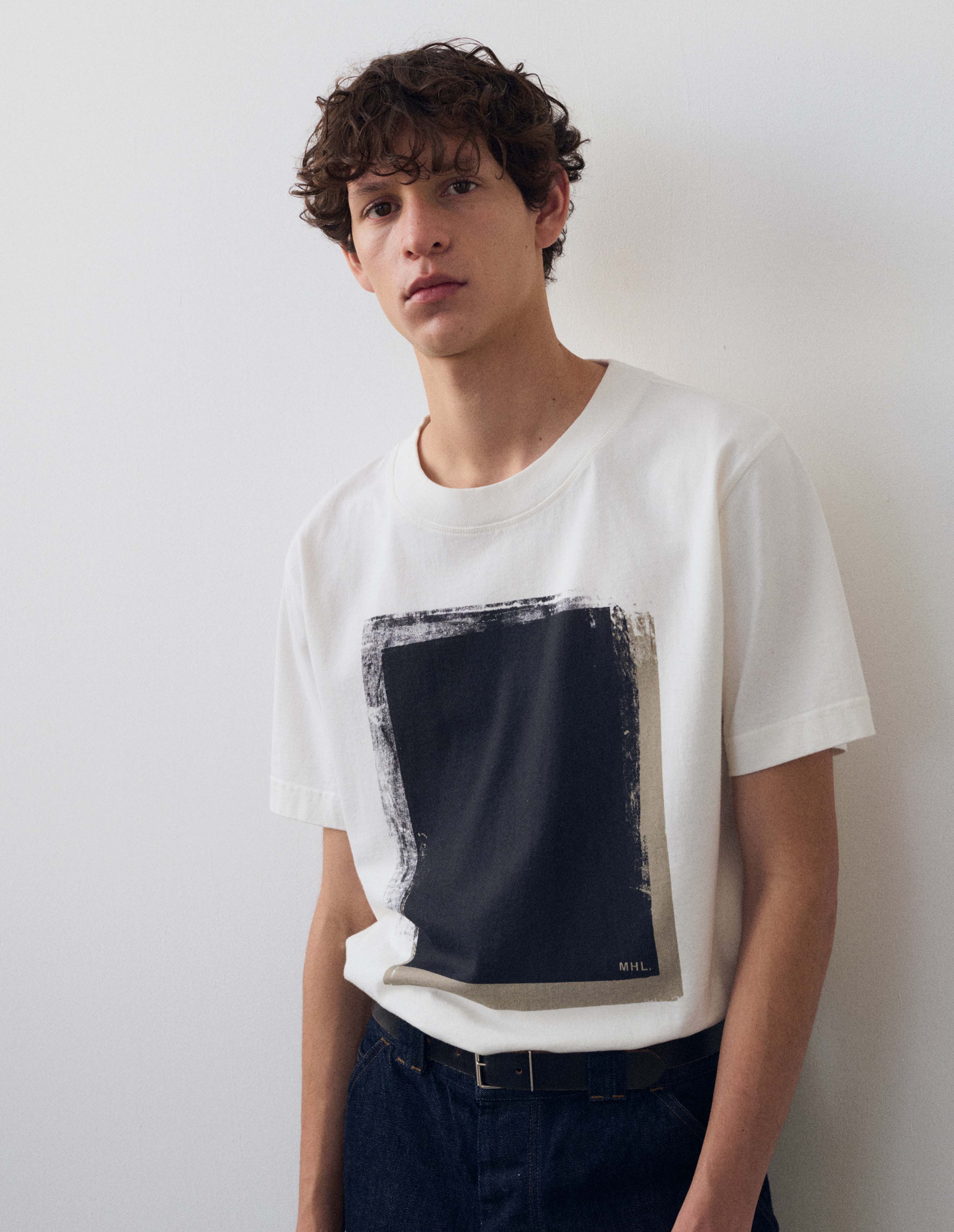Off white matte jersey Block Print T Shirt | MHL. by Margaret Howell