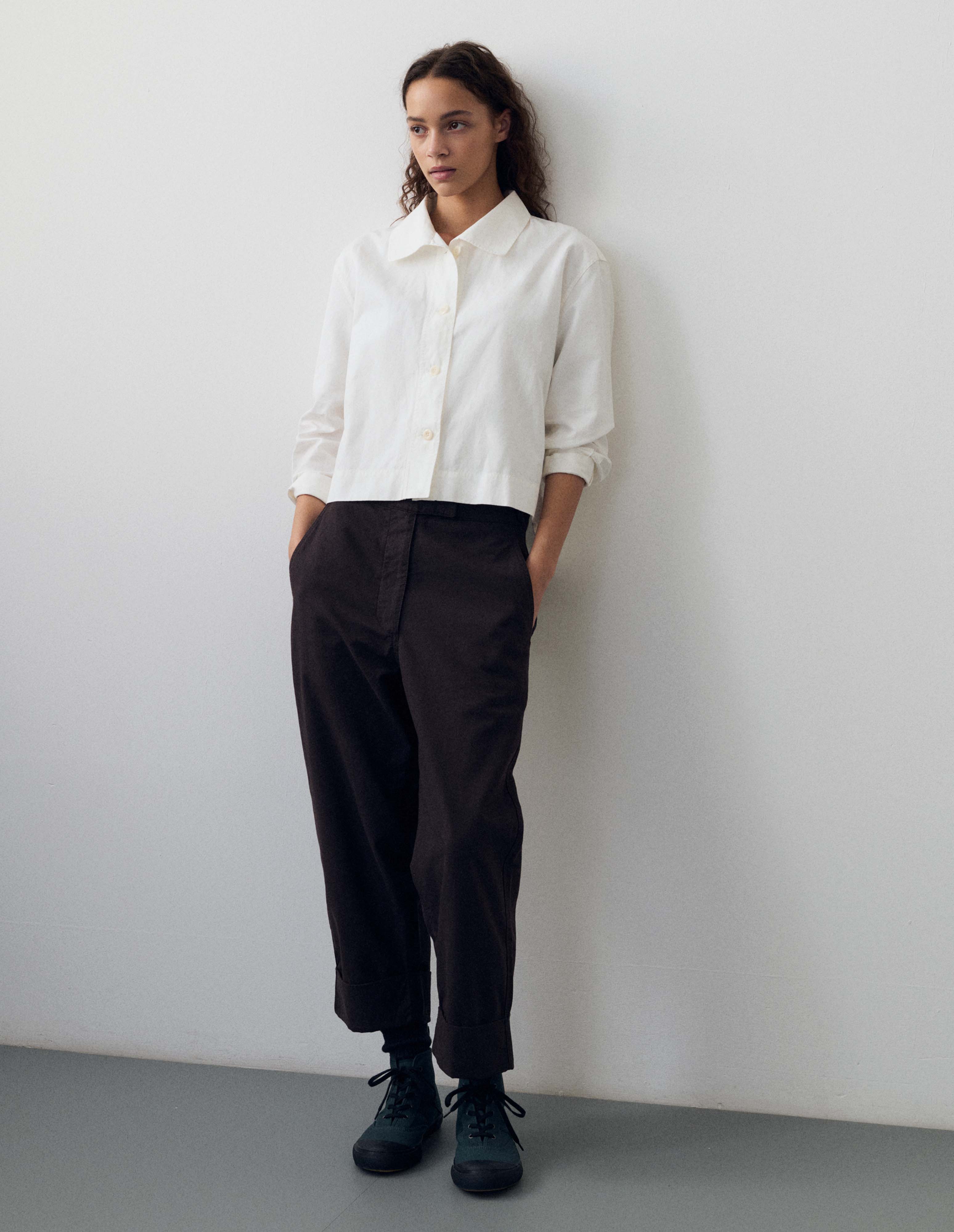 Mahogany cotton drill Button Belt Trousers | MHL. by Margaret Howell