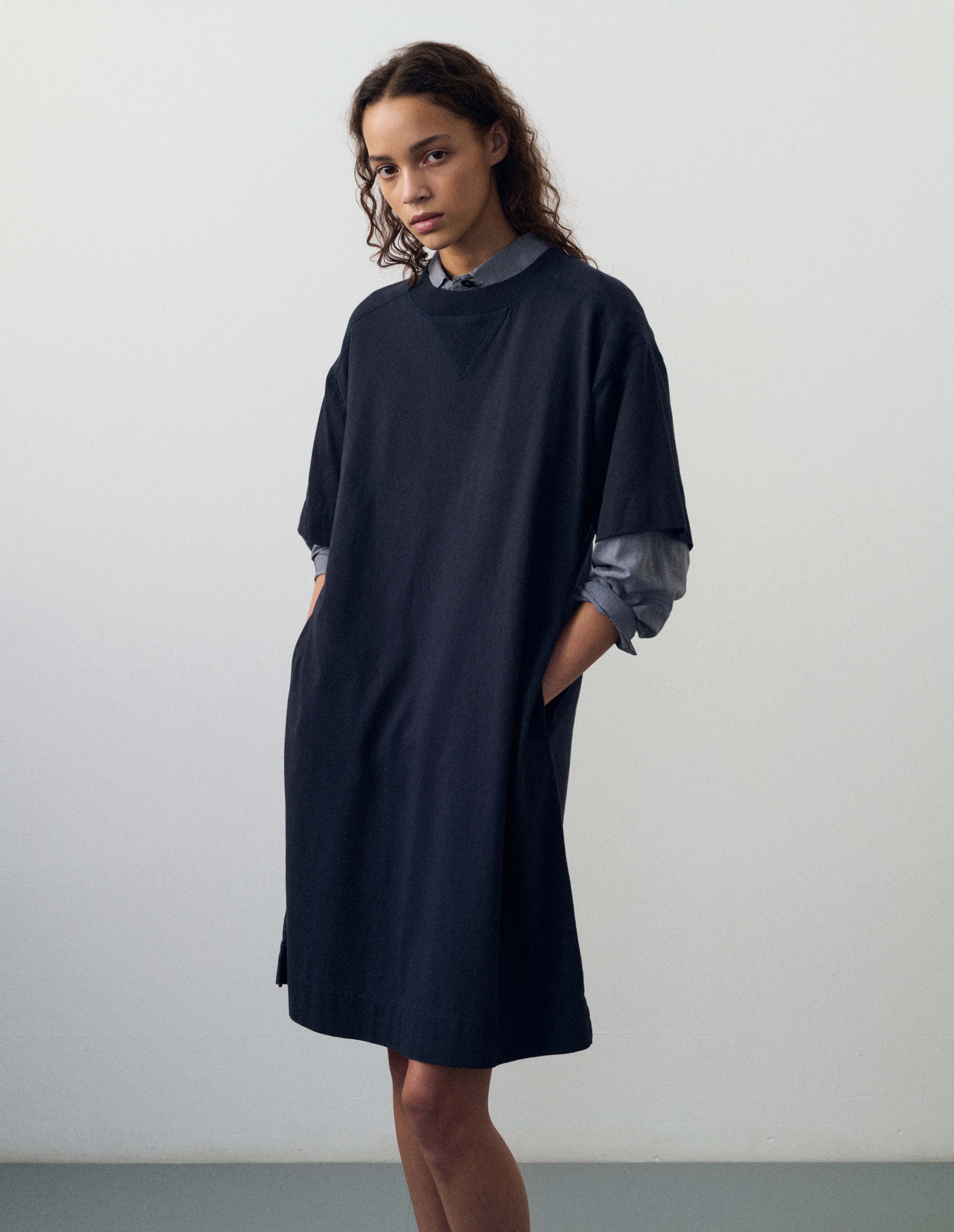 Ink lightweight jersey Relaxed T Shirt Dress | MHL. by Margaret Howell