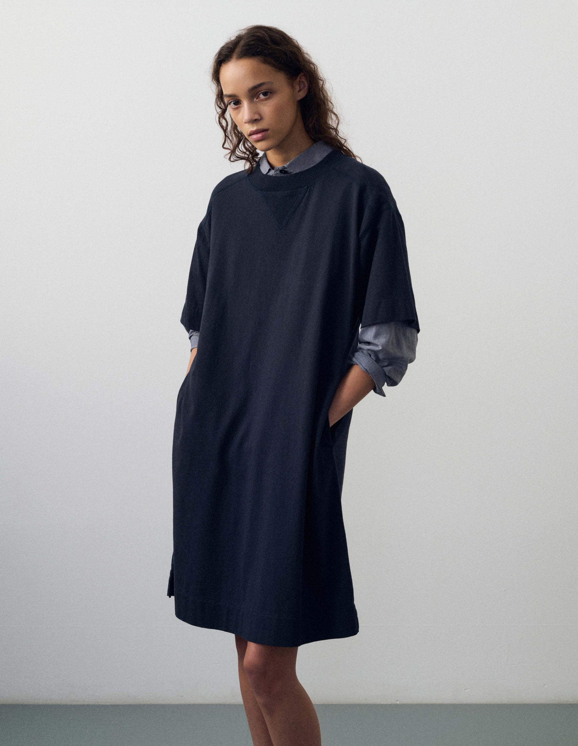 Ink lightweight jersey Relaxed T Shirt Dress | MHL. by Margaret Howell Ink lightweight jersey Relaxed T Shirt Dress | MHL. by Margaret Howell