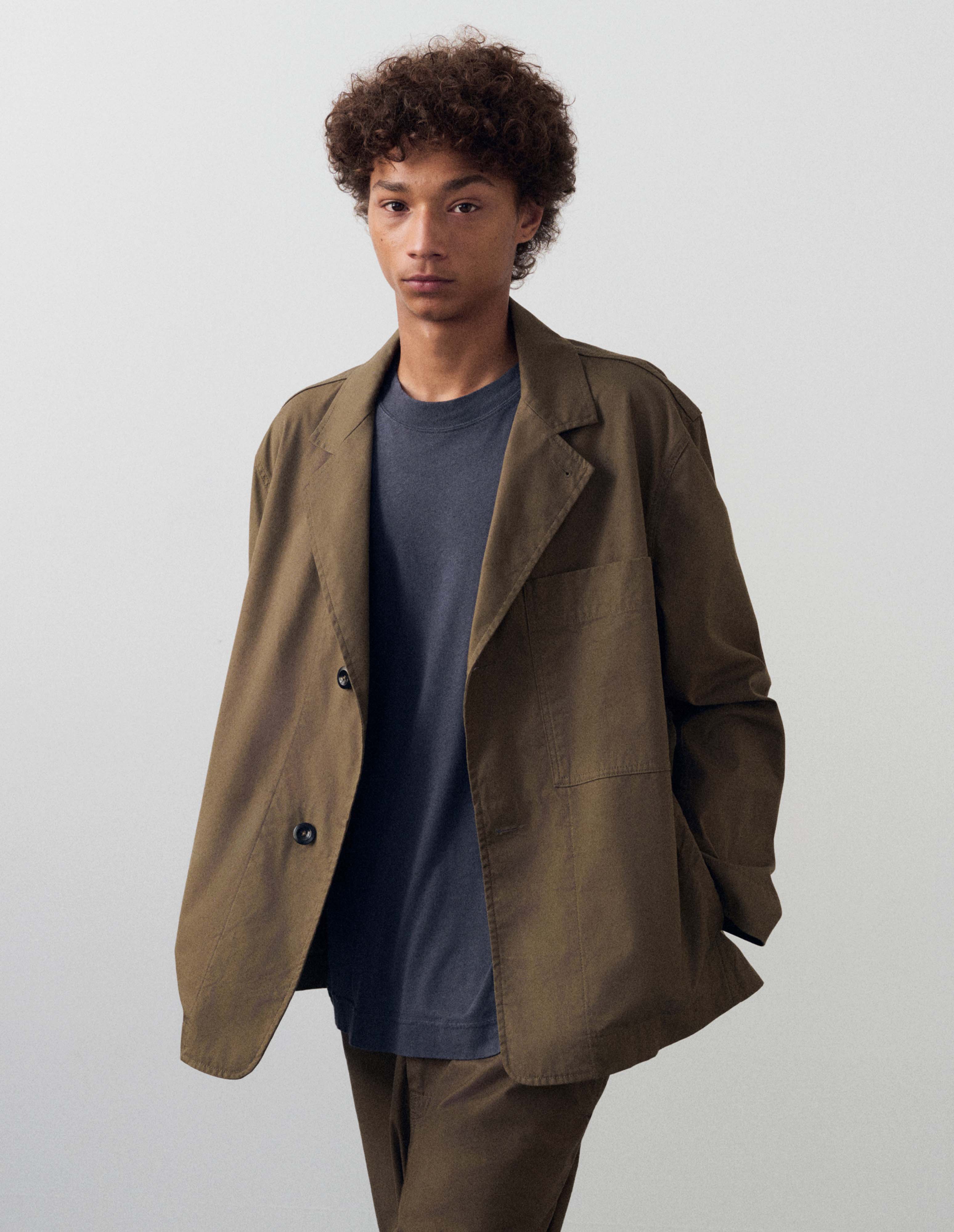 Khaki cotton blend cordura Minimal Blazer | MHL. by Margaret Howell